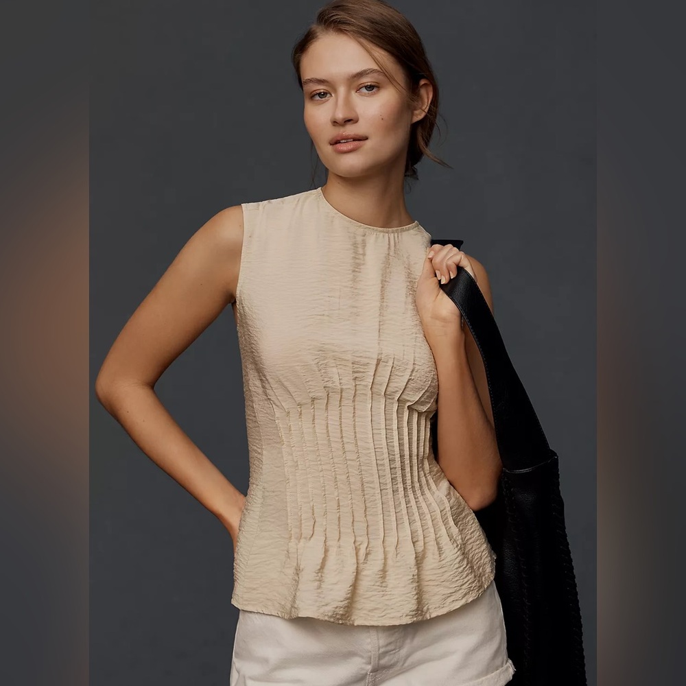The Della Pleated-Waist Shell Top